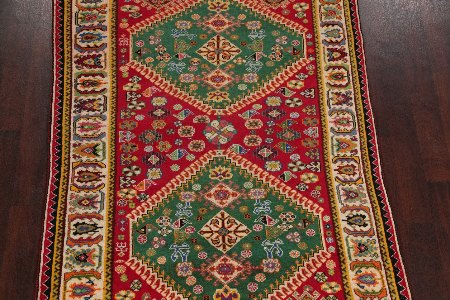 Vegetable Dye Qashqai Shiraz Persian Hand-Knotted 5x7 Wool Area Rug