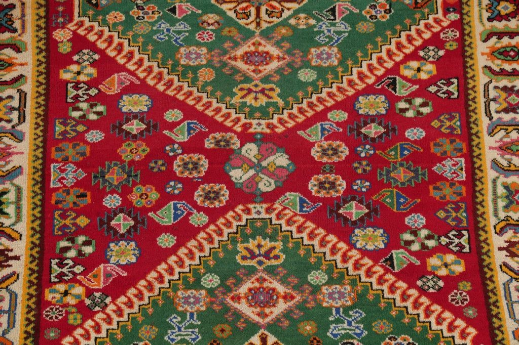 Vegetable Dye Qashqai Shiraz Persian Hand-Knotted 5x7 Wool Area Rug