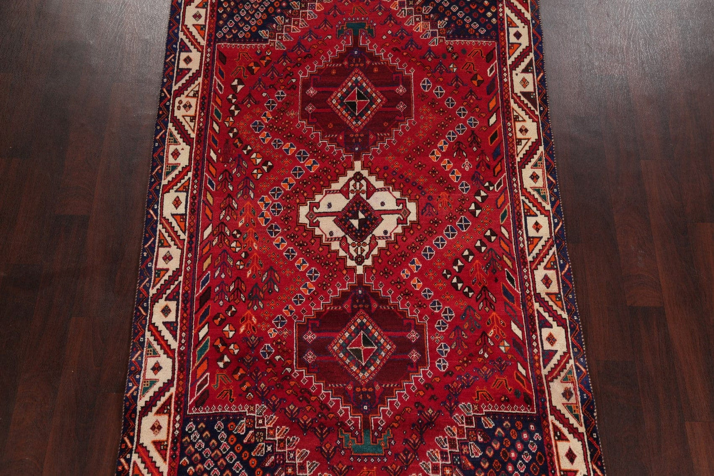 Tribal Abadeh Shiraz Persian Hand-Knotted 5x9 Wool Area Rug