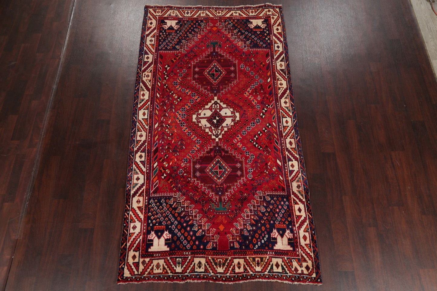 Tribal Abadeh Shiraz Persian Hand-Knotted 5x9 Wool Area Rug