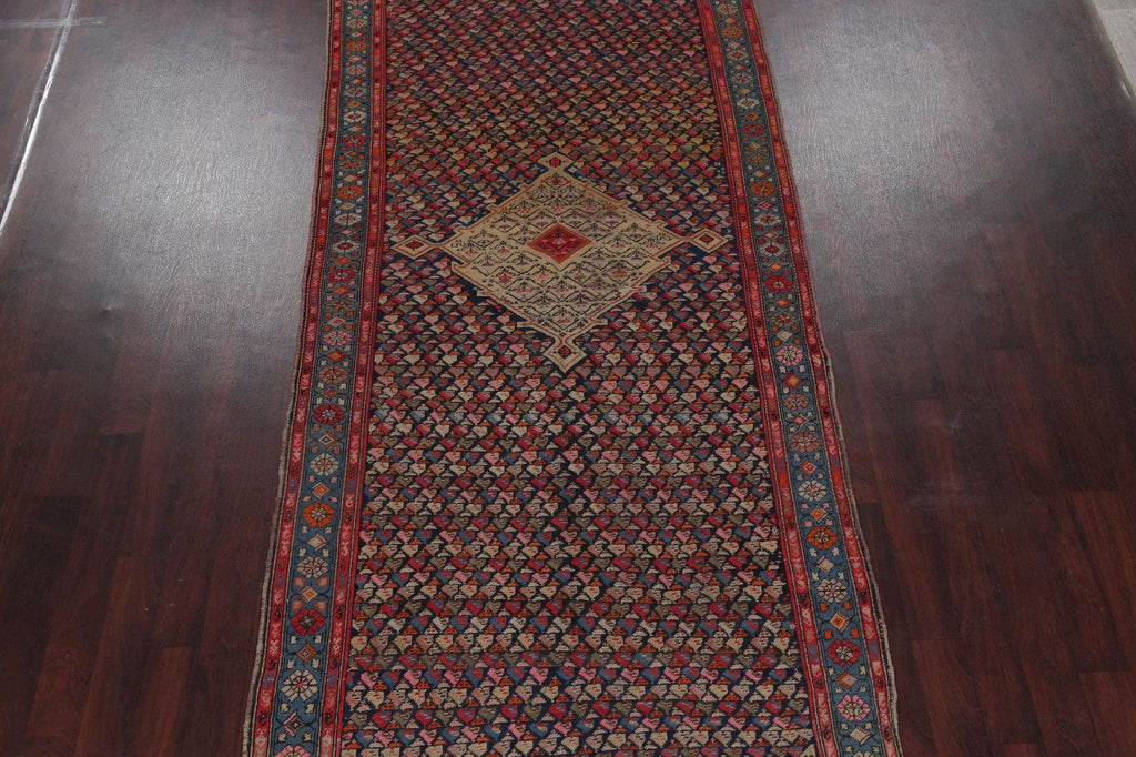 Pre-1900 Karabakh Bote Russian Oriental Hand-Knotted 5x16 Runner Rug