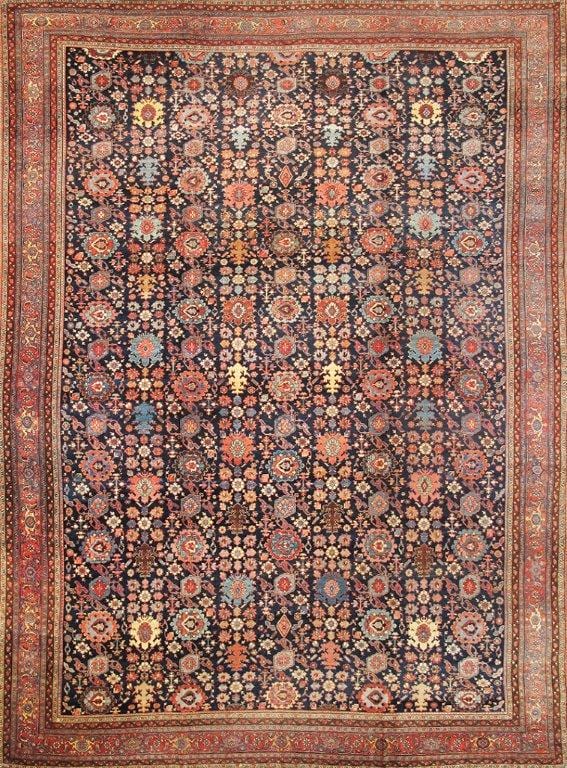 Antique Bidjar Collection Navy Lamb's Wool Area Rug-13' 0" X 17' 7"