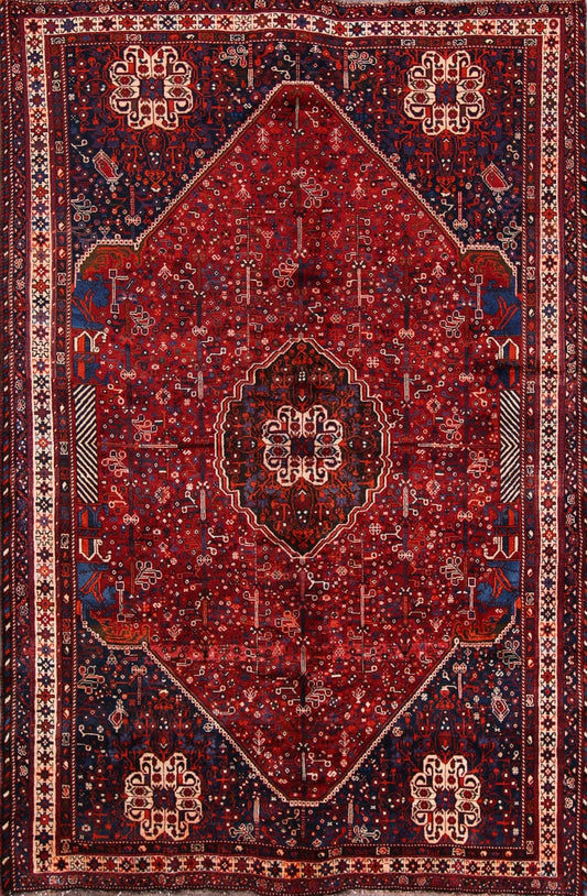Geometric Tribal Abadeh Shiraz Persian Area Rug 7x10