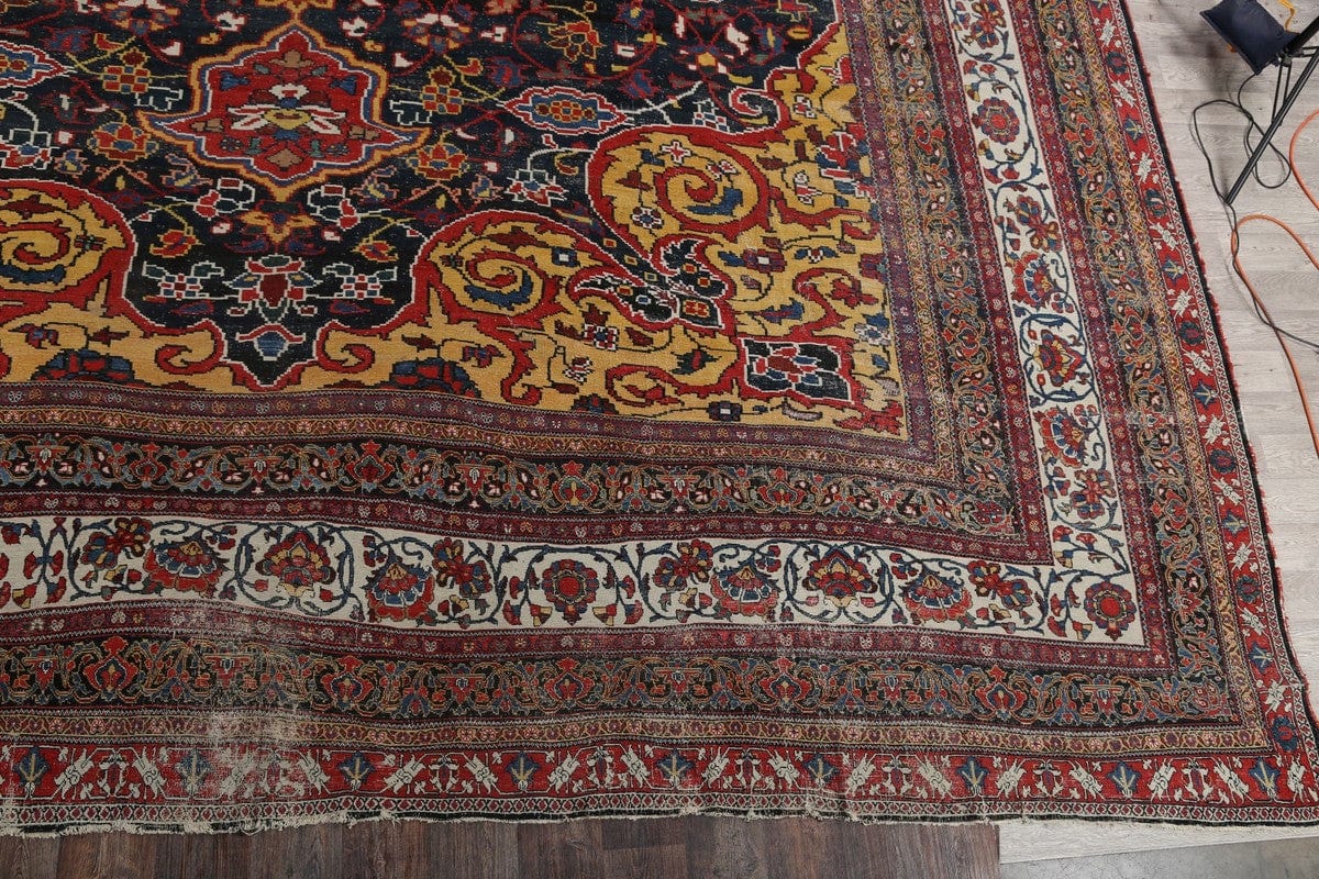 Palace Sized Vegetable Dye Pre-1900 Antique Bakhtiari Persian Rug 18x32