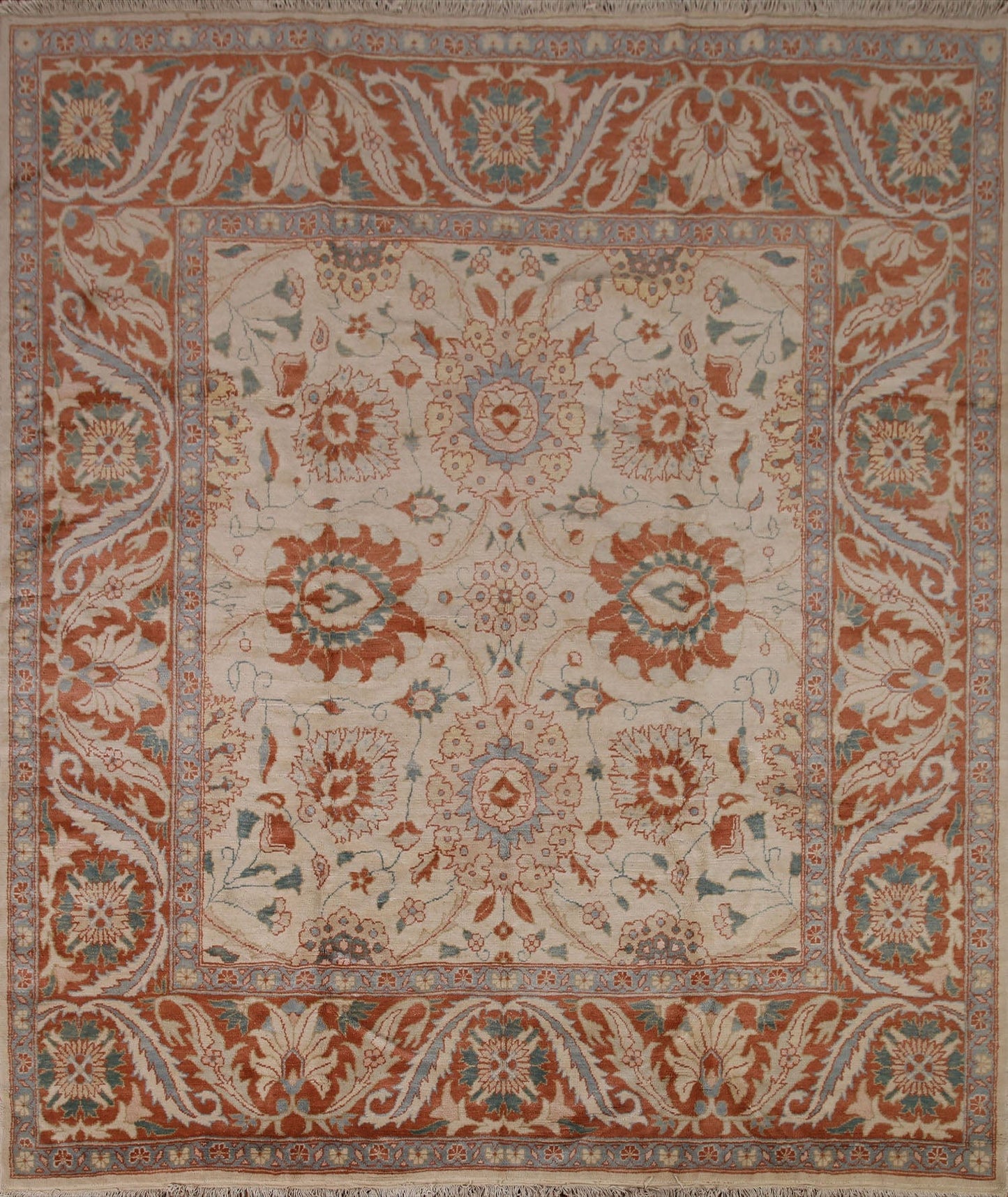 Floral Wool Sarouk Persian Area Rug 8x8