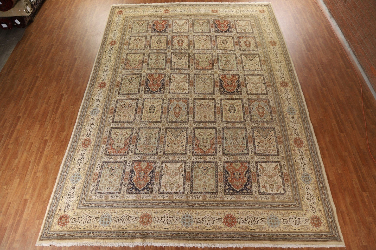 Vintage Geometric Tabriz Persian Large Rug 13x18