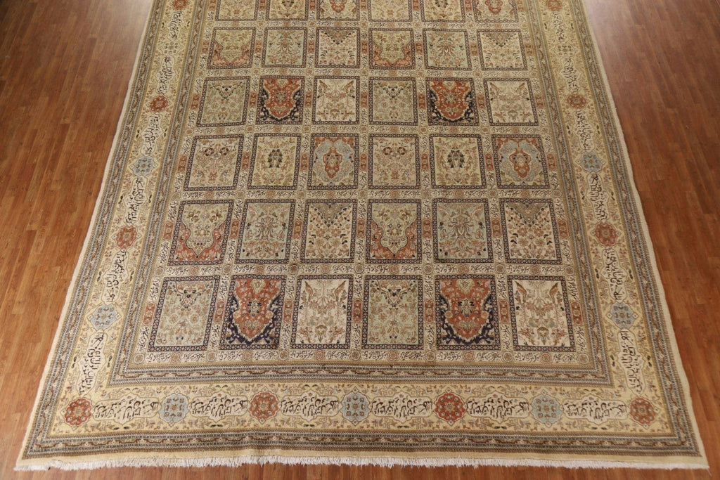 Vintage Geometric Tabriz Persian Large Rug 13x18