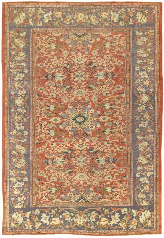 Antique Sultanabad Collection Rust Lamb's Wool Area Rug-10' 1" X 14' 7"