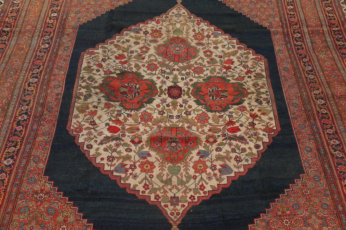 Pre-1900 Antique Bidjar Halvaei Persian Large Rug 12x18