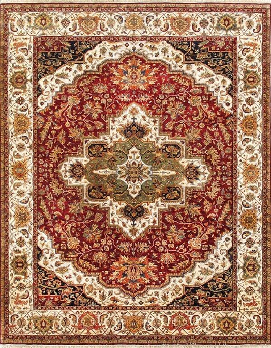 Agra Collection Hand-Knotted Lamb's Wool Area Rug- 8' 0" X 10' 0"