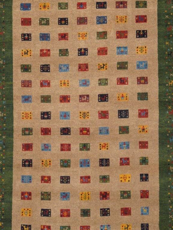 Gabbeh Collection Hand-Knotted Lamb's Wool Area Rug- 5' 1" X 7' 2"