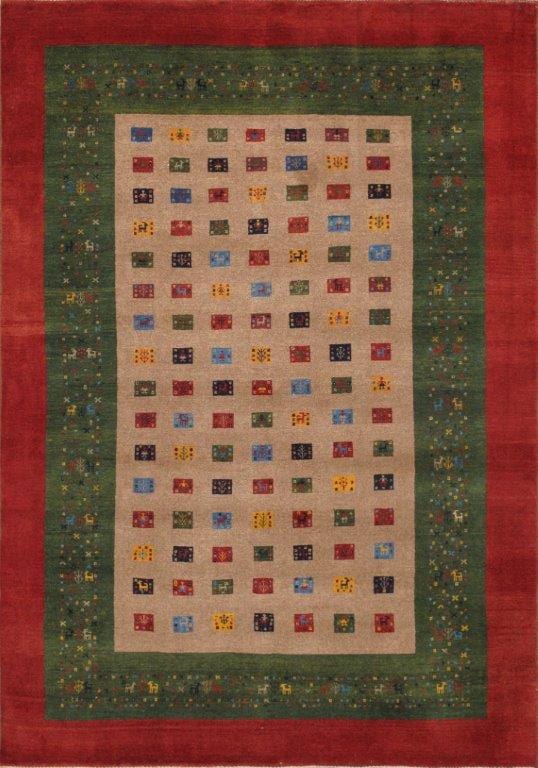 Gabbeh Collection Hand-Knotted Lamb's Wool Area Rug- 5' 1" X 7' 2"