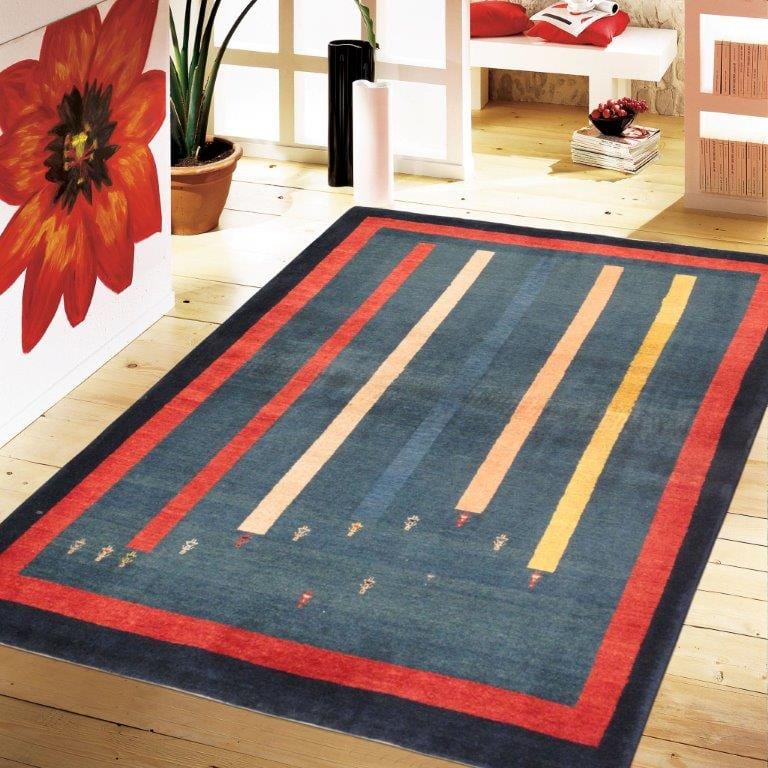 Gabbeh Collection Hand-Knotted Lamb's Wool Area Rug- 3' 6" X 4' 8"