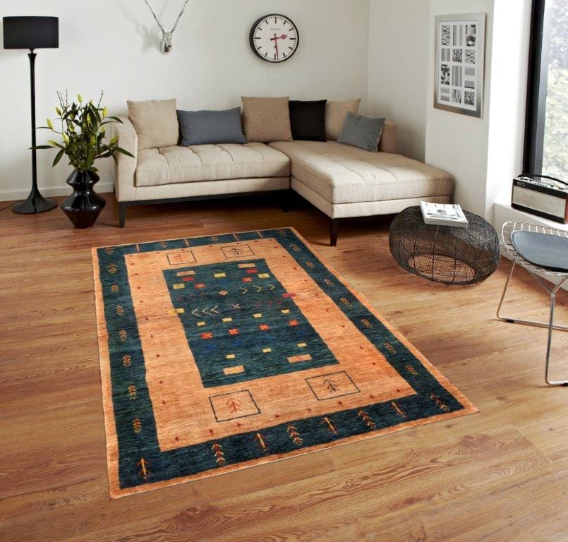 Gabbeh Collection Hand-Knotted Lambs Wool Area Rug