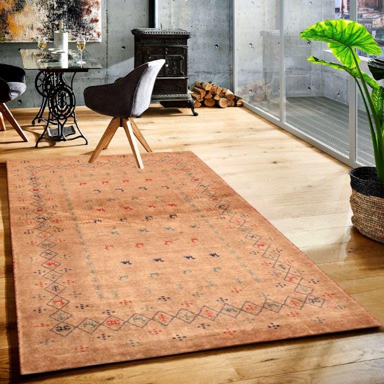Gabbeh Collection Hand-Knotted Lamb's Wool Area Rug- 3' 4" X 4' 10"