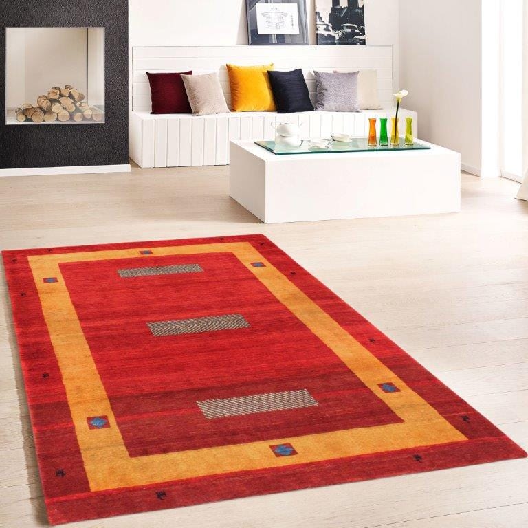 Gabbeh Collection Hand-Knotted Lamb's Wool Area Rug- 4' 0" X 6' 2"