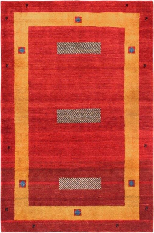Gabbeh Collection Hand-Knotted Lamb's Wool Area Rug- 4' 0" X 6' 2"