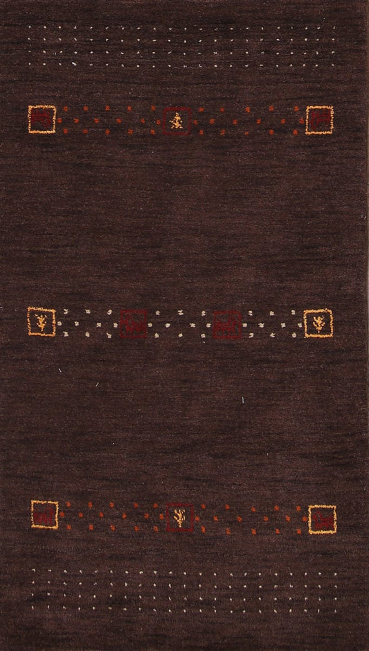 Dark Brown Tribal Gabbeh IArea Rug 3x6