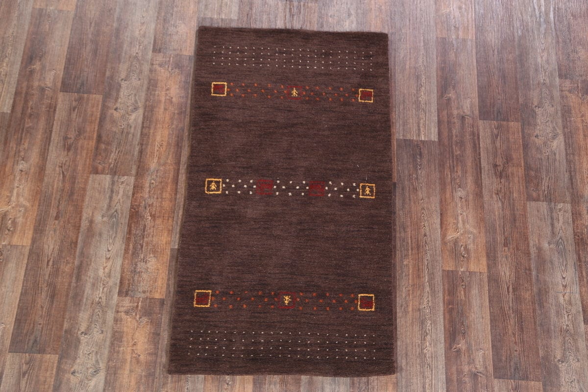 Dark Brown Tribal Gabbeh IArea Rug 3x6