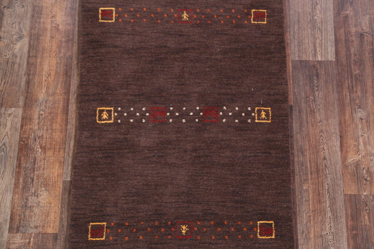 Dark Brown Tribal Gabbeh IArea Rug 3x6