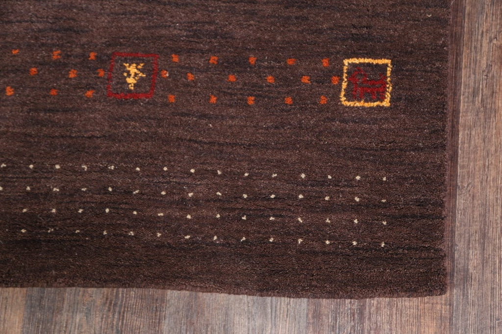 Dark Brown Tribal Gabbeh IArea Rug 3x6