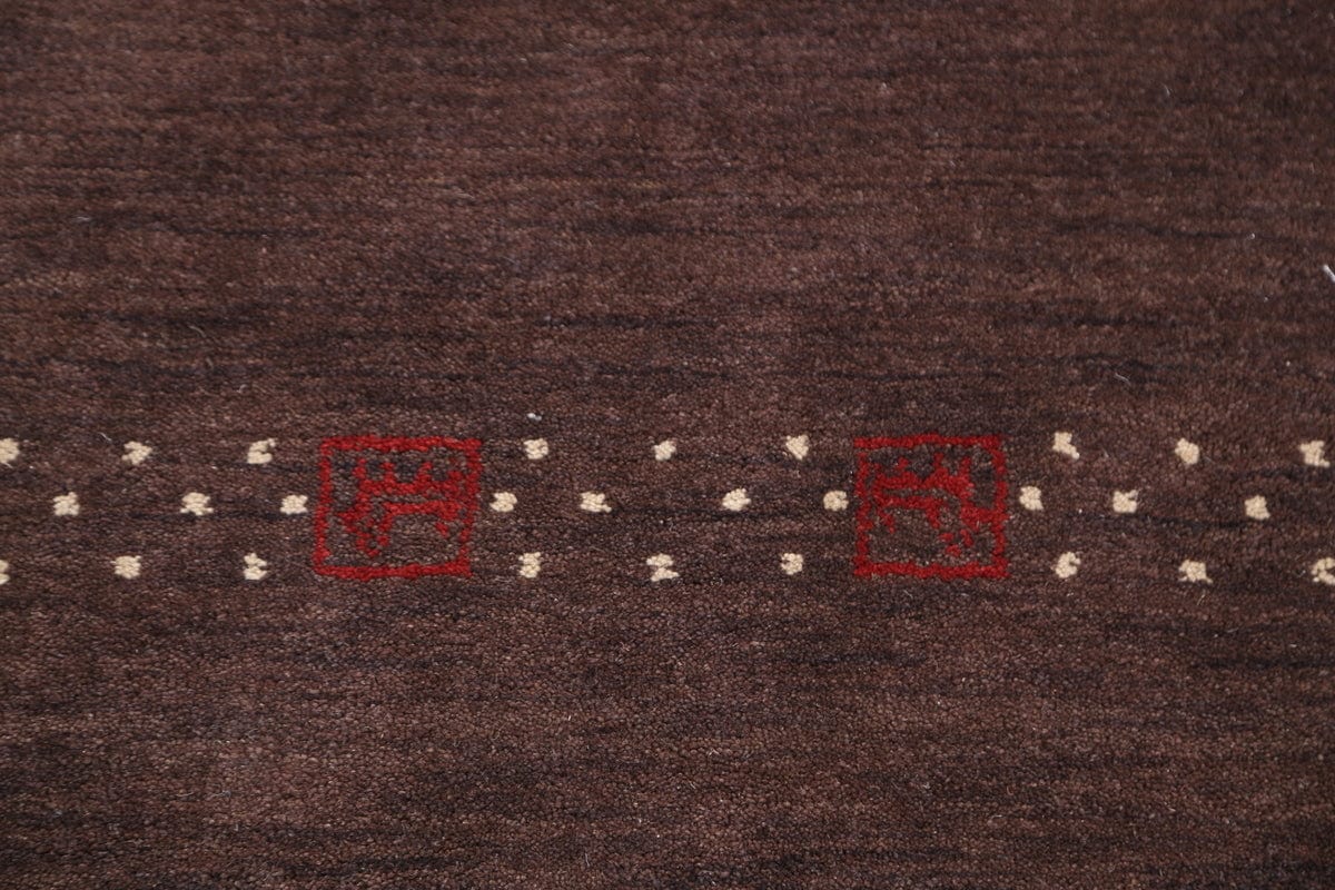 Dark Brown Tribal Gabbeh IArea Rug 3x6