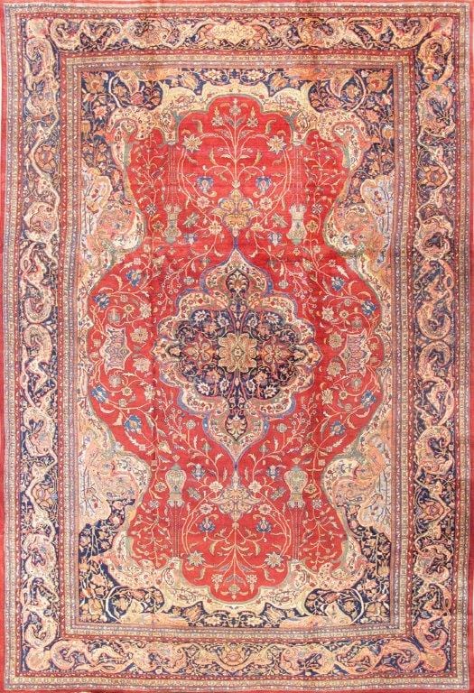 Antique Ferehan Collection Rust Lamb's Wool Area Rug-13'10" X 20' 3"