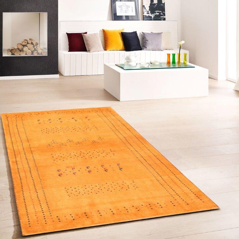 Gabbeh Collection Hand-Knotted Lamb's Wool Area Rug- 3' 5" X 4' 11"