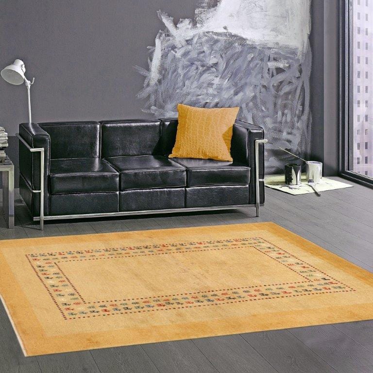 Gabbeh Collection Hand-Knotted Lamb's Wool Area Rug- 3' 6" X 5' 5"