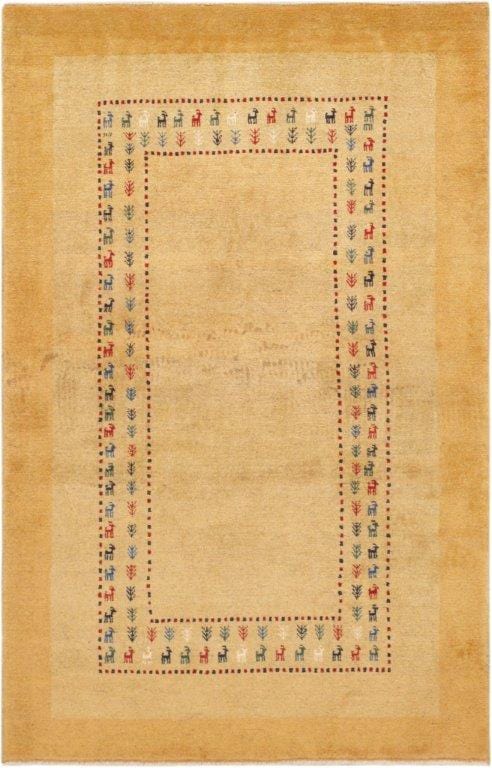 Gabbeh Collection Hand-Knotted Lamb's Wool Area Rug- 3' 6" X 5' 5"