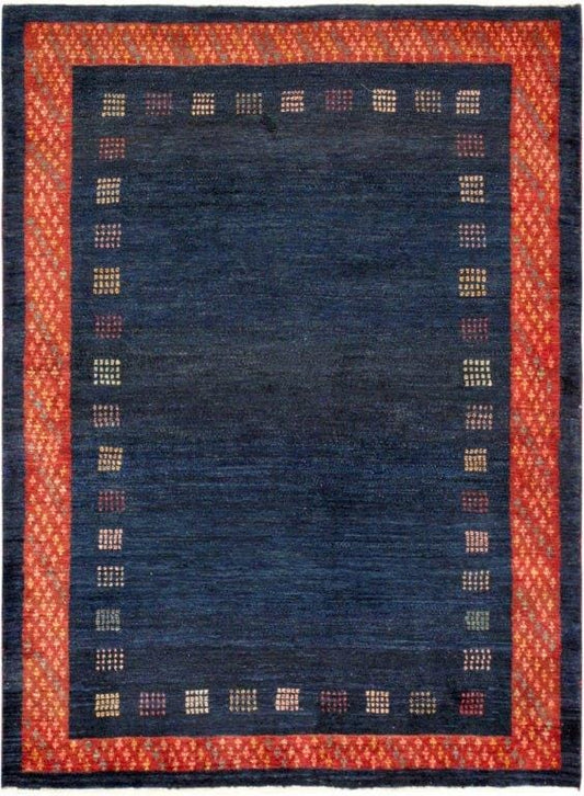 Gabbeh Collection Hand-Knotted Lamb's Wool Area Rug- 4' 2" X 5' 6"