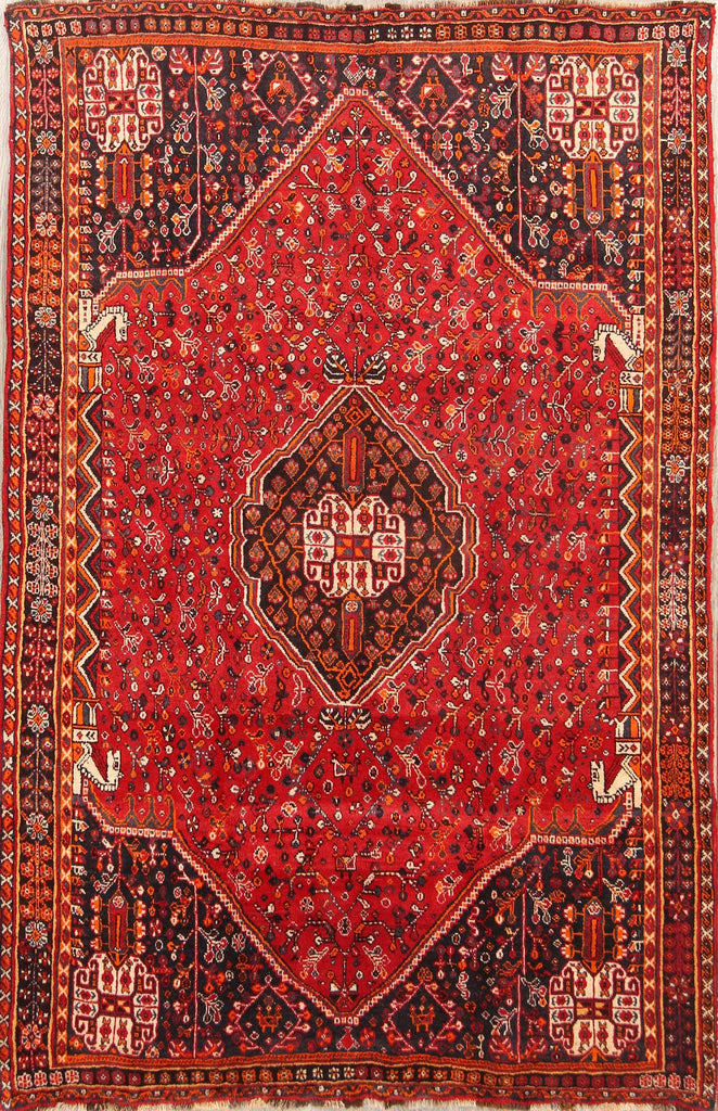 Red Vintage Shiraz Persian Area Rug 5x8