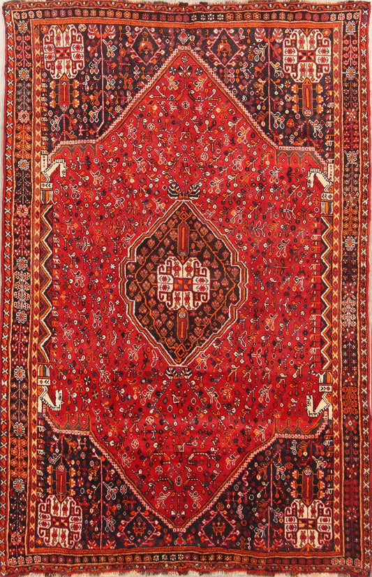 Red Vintage Shiraz Persian Area Rug 5x8