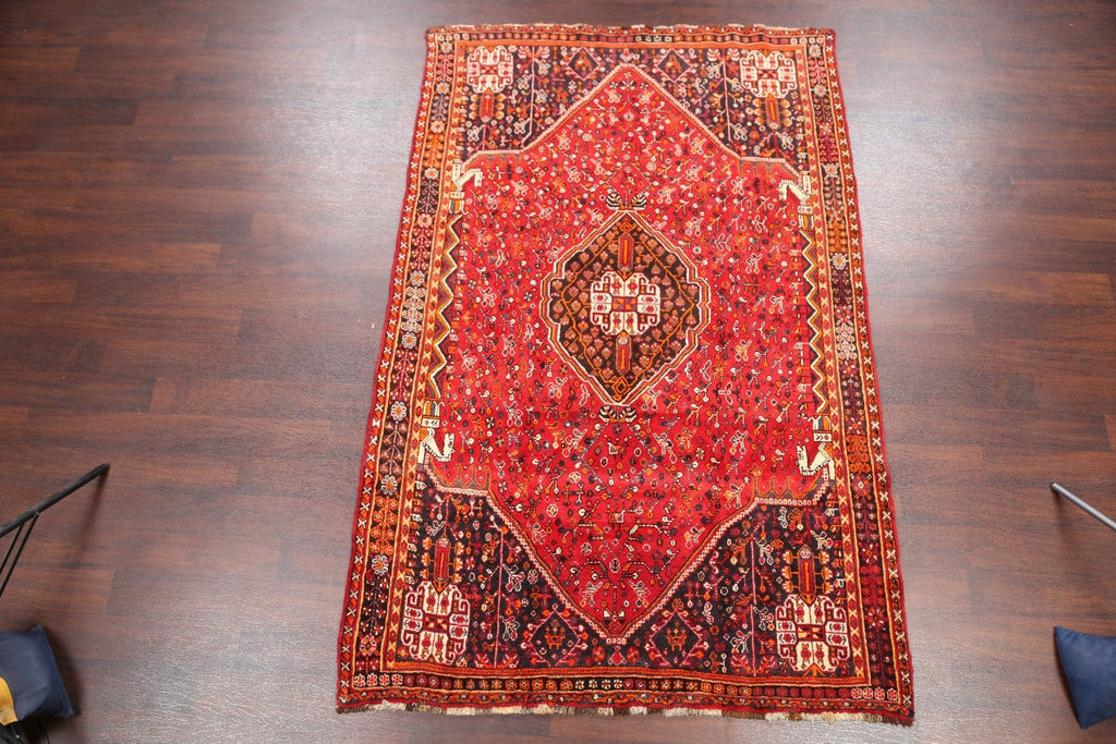 Red Vintage Shiraz Persian Area Rug 5x8