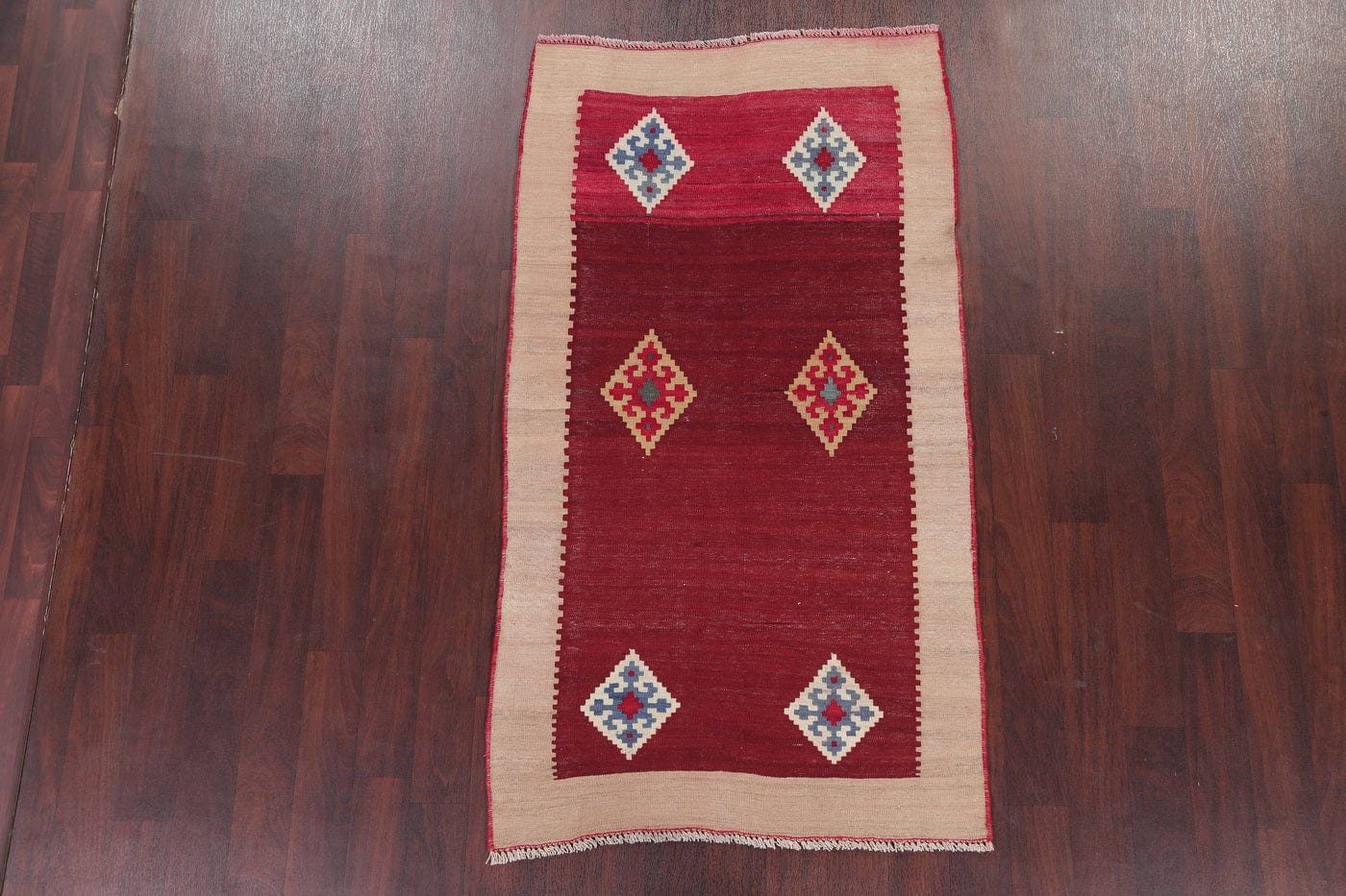 Flat-Woven Geometric Kilim Shiraz Persian Area Rug 4x6