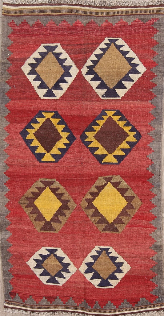 Geometric Kilim Shiraz Persian Area Rug 4x7