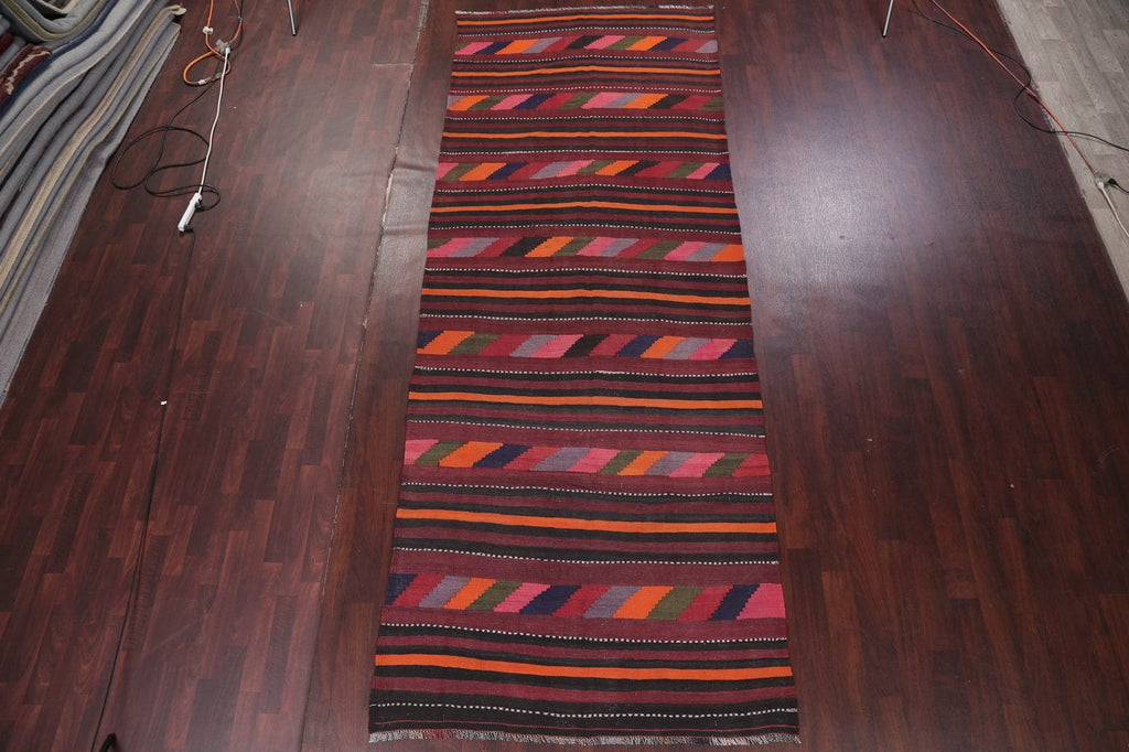 Flat-Weave Kilim Shiraz Persian Runner Rug 5x14