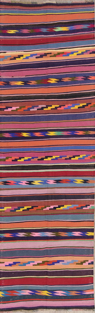 Flat-Weave Tribal Kilim Shiraz Persian Runner Rug 4x11