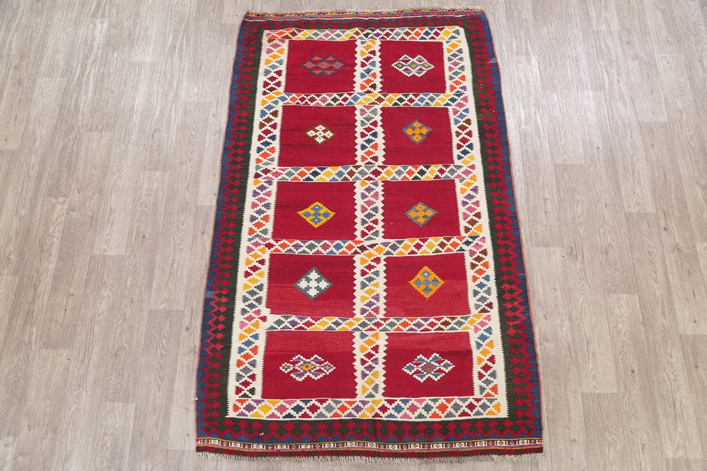 Geometric Kilim Persian Area Rug 4x7