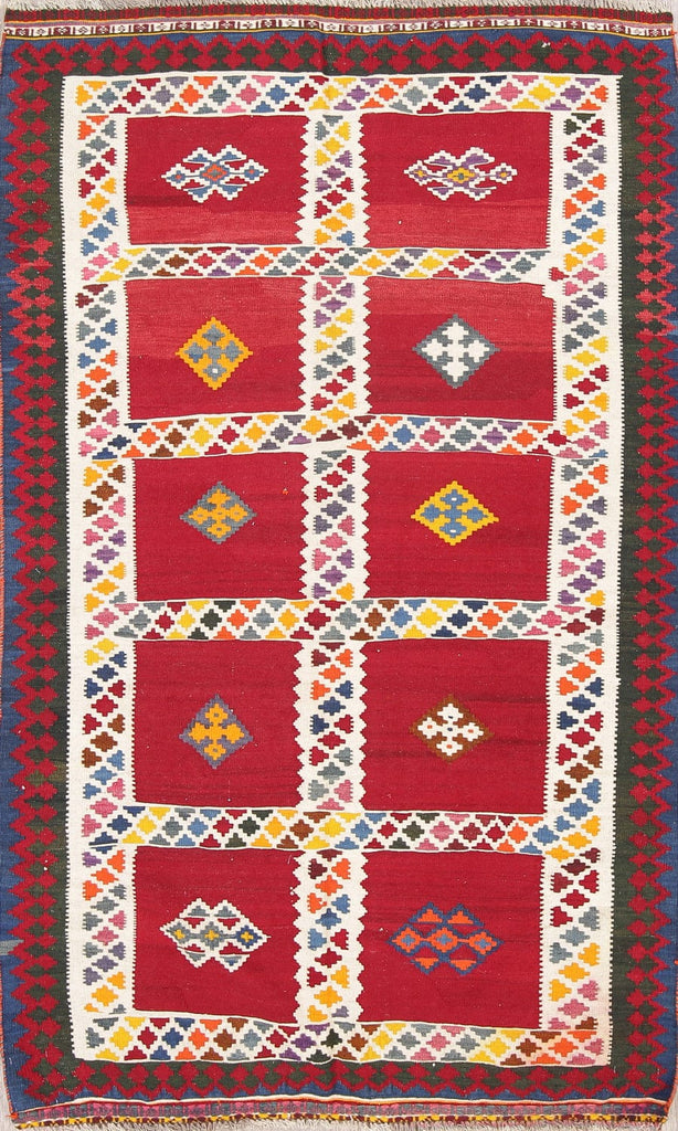 Geometric Kilim Persian Area Rug 4x7