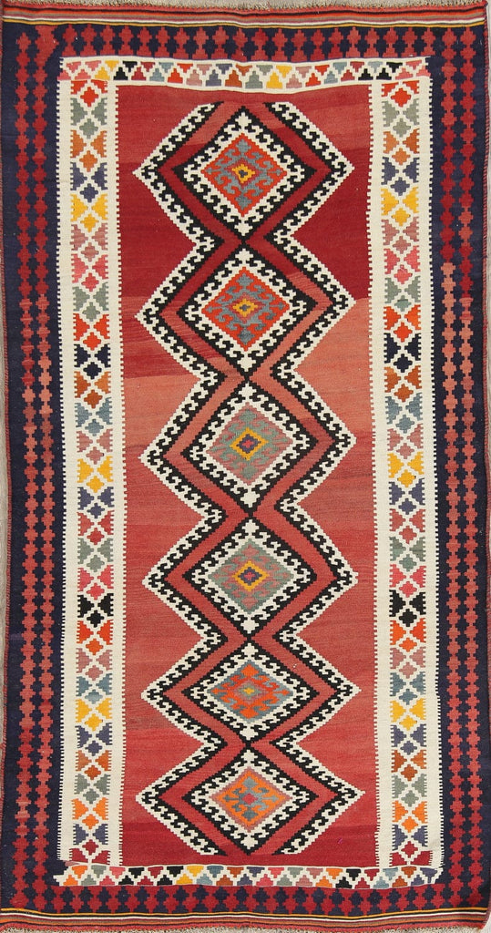 Geometric Kilim Persian Hand-Woven 5x9 Wool Area Rug