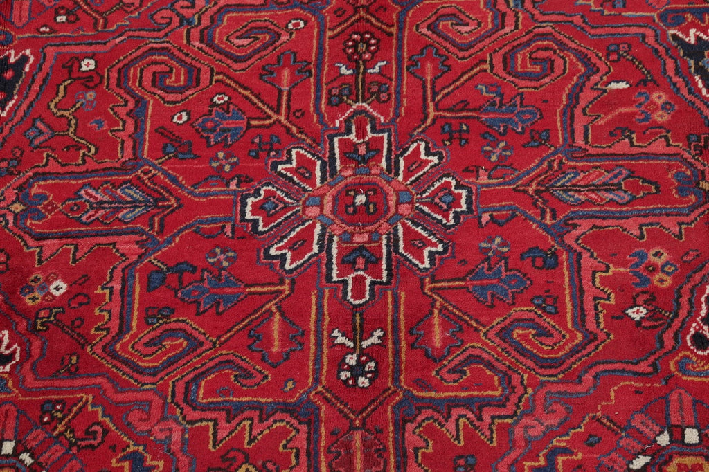 Vintage Geometric Red Heriz Persian Area Rug 10x13