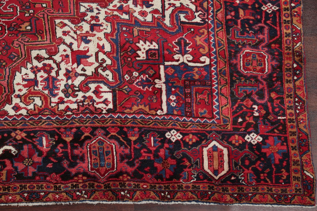 Vintage Geometric Red Heriz Persian Area Rug 10x13