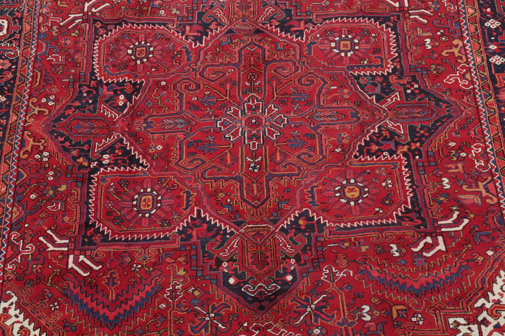 Vintage Geometric Red Heriz Persian Area Rug 10x13