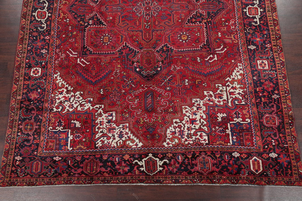 Vintage Geometric Red Heriz Persian Area Rug 10x13