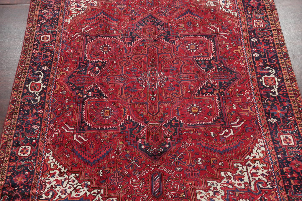 Vintage Geometric Red Heriz Persian Area Rug 10x13