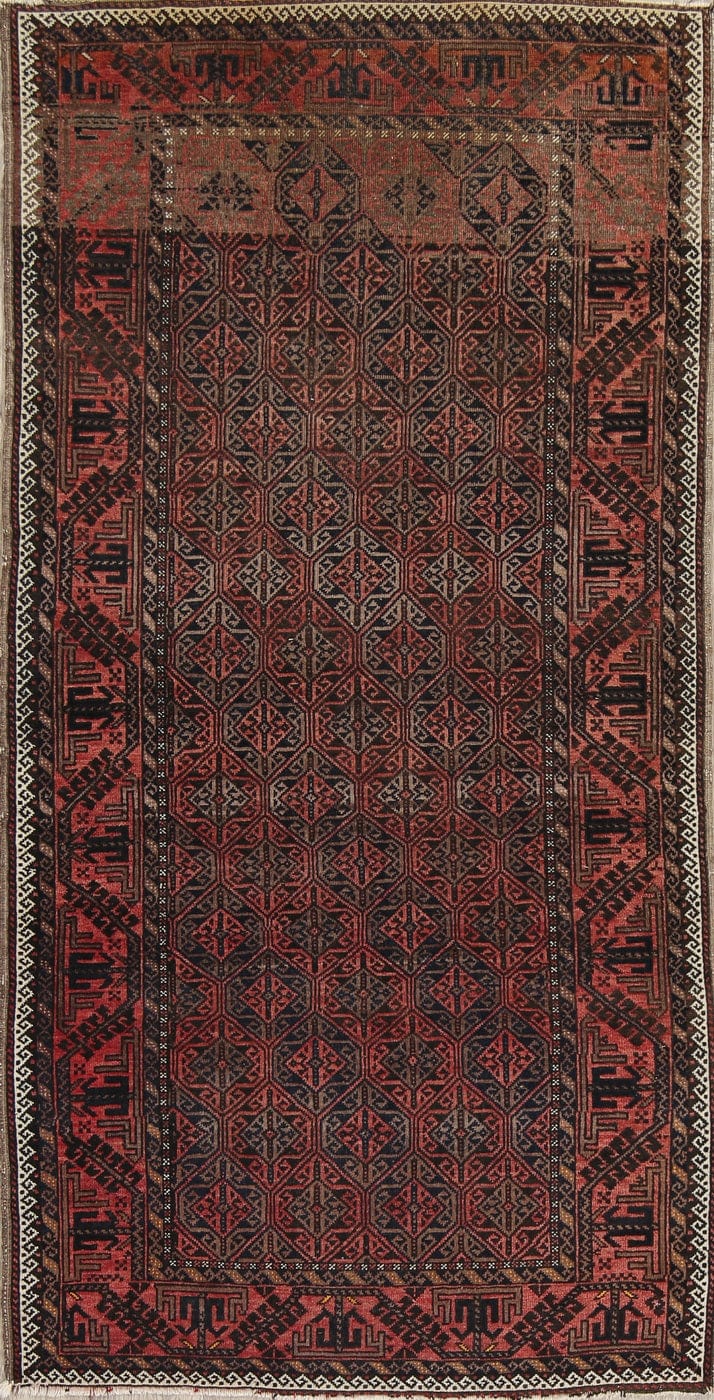 Geometric Antique Balouch Afghan Rug 4x7