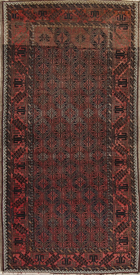 Geometric Antique Balouch Afghan Rug 4x7