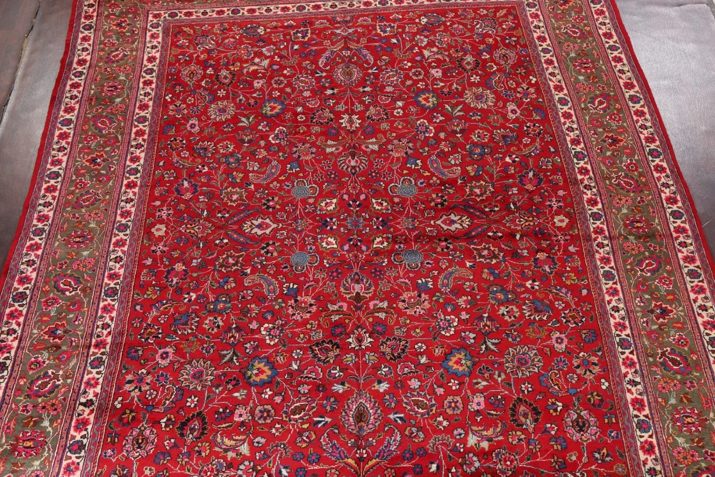 Vegetable Dye Signed Mashad Persian Rug 10x13