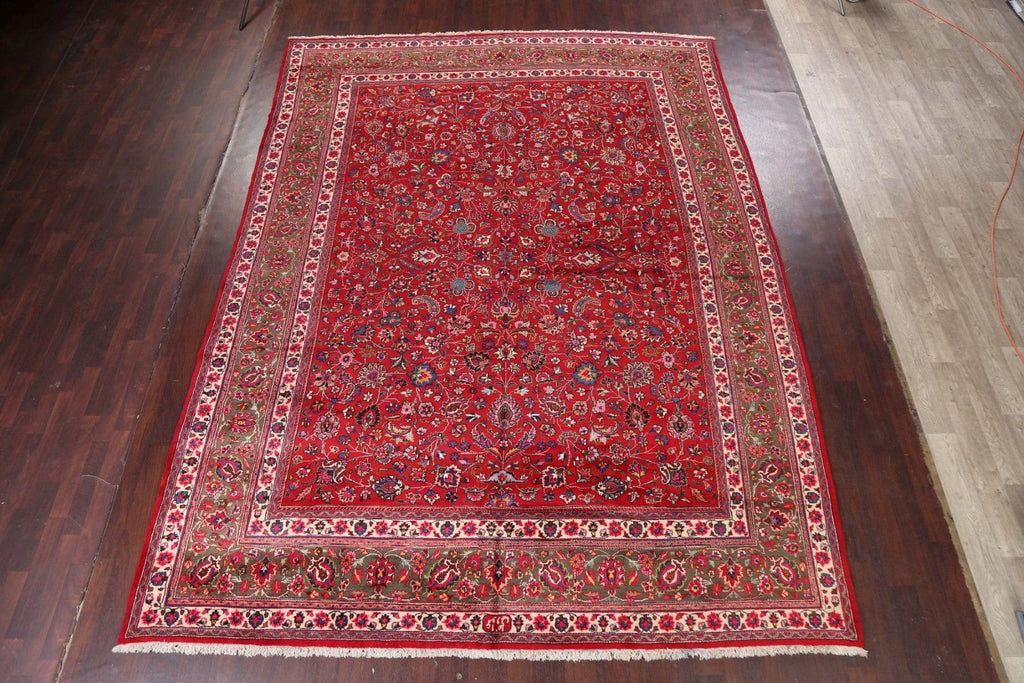 Vegetable Dye Signed Mashad Persian Rug 10x13